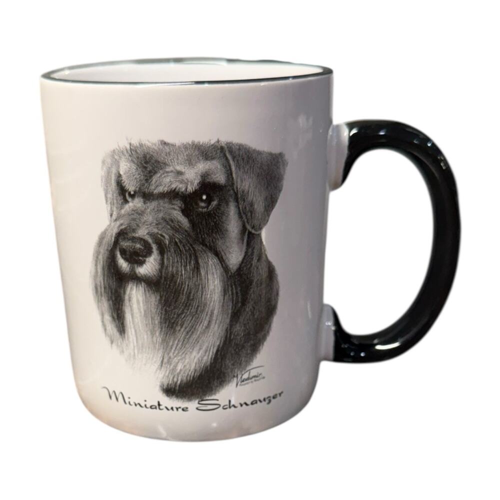 Miniature Schnauzer Coffee Mug Cup Porcelain Dog‎ by Rosalinde Black White EUC